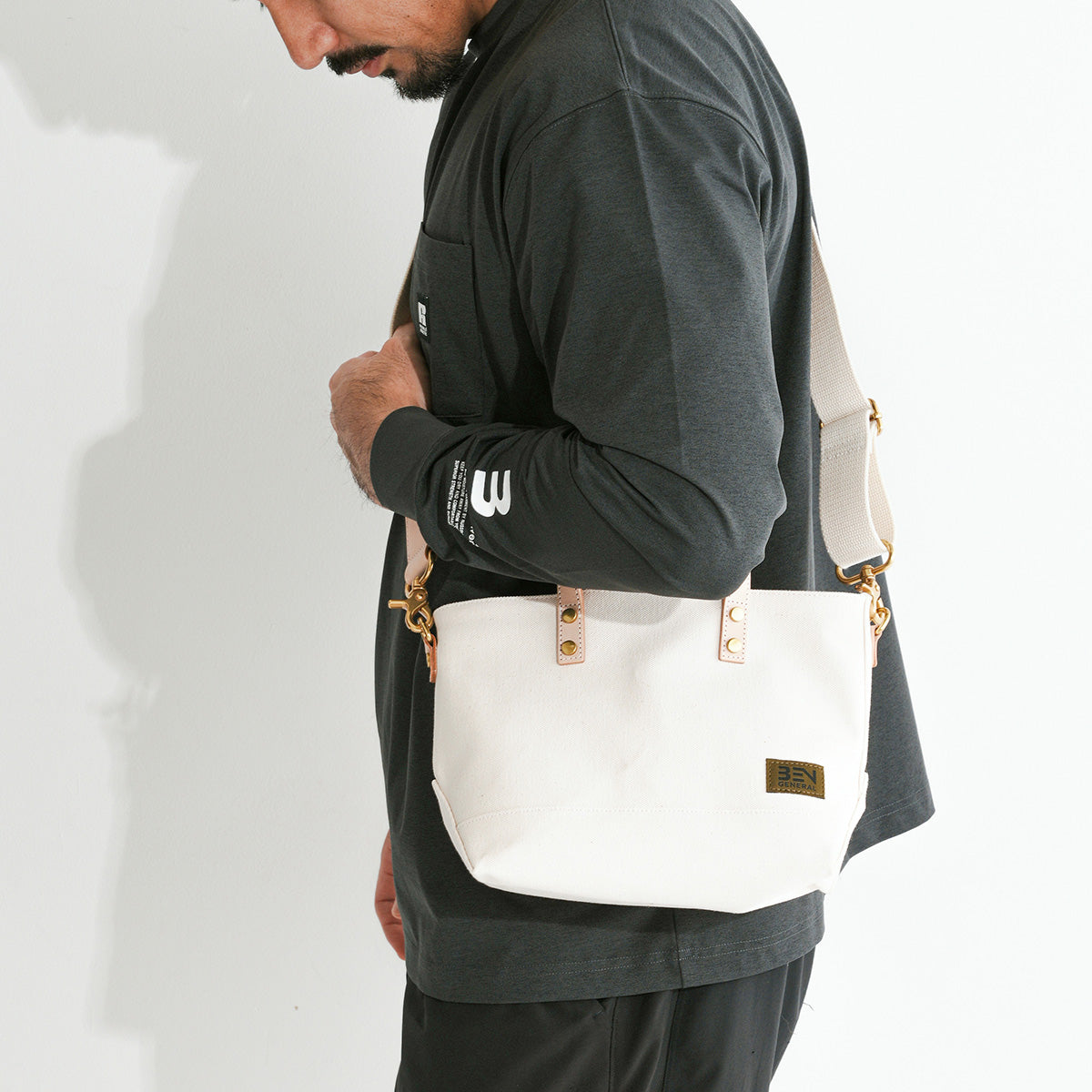 BEN GENERAL スタジアムコミューター2wayミニトートバッグ カーキ