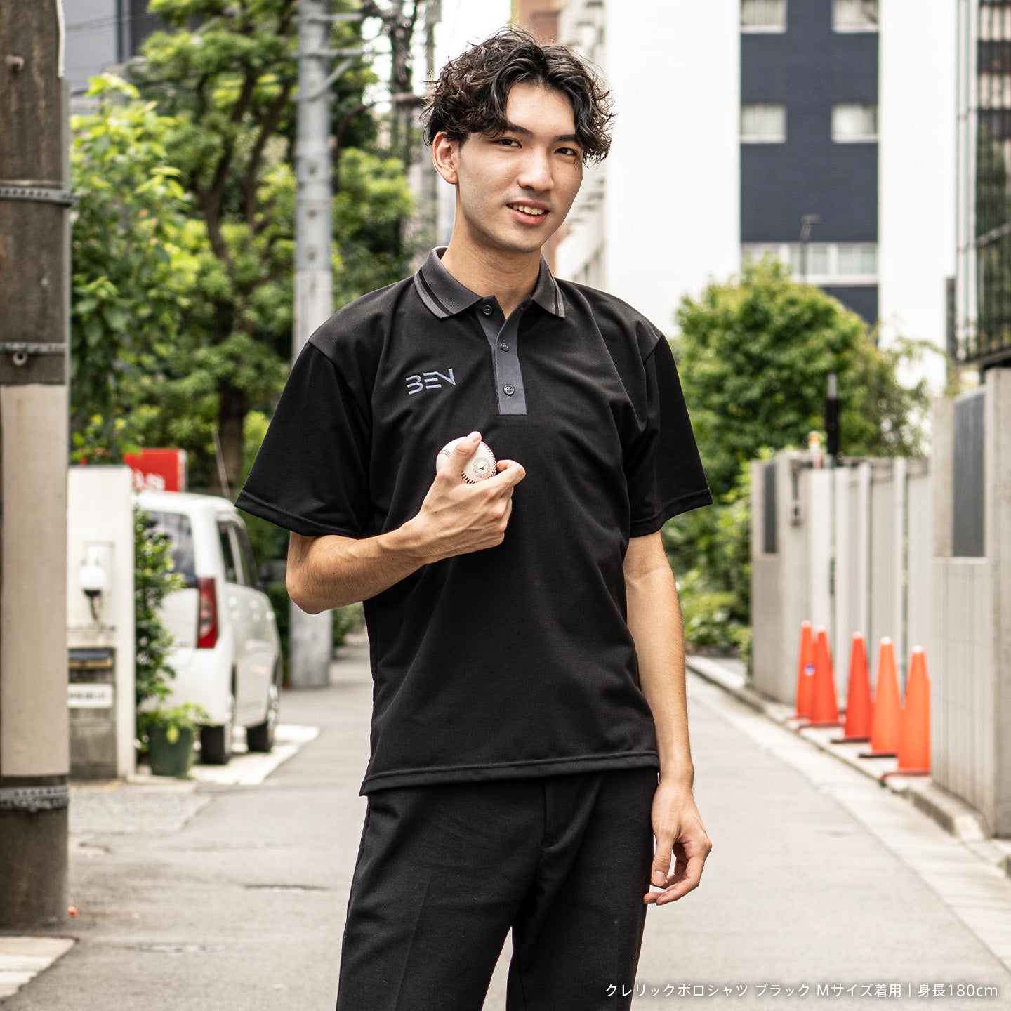 BEN GENERAL クレリックポロシャツ ブラック