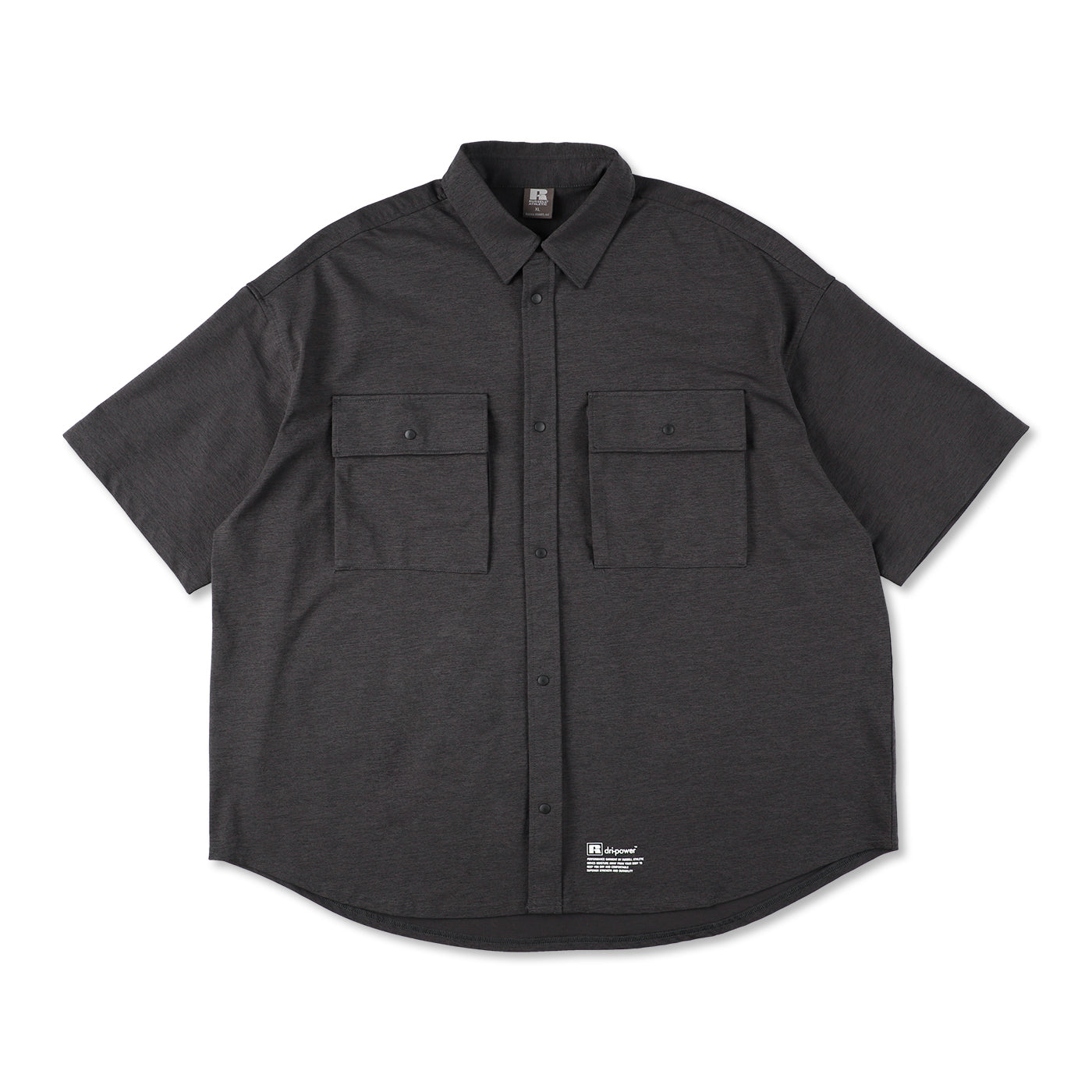 BEN GENERAL Russell Athletic ドライパワーストレッチボタンアップショートスリーブイージーシャツ チャコール