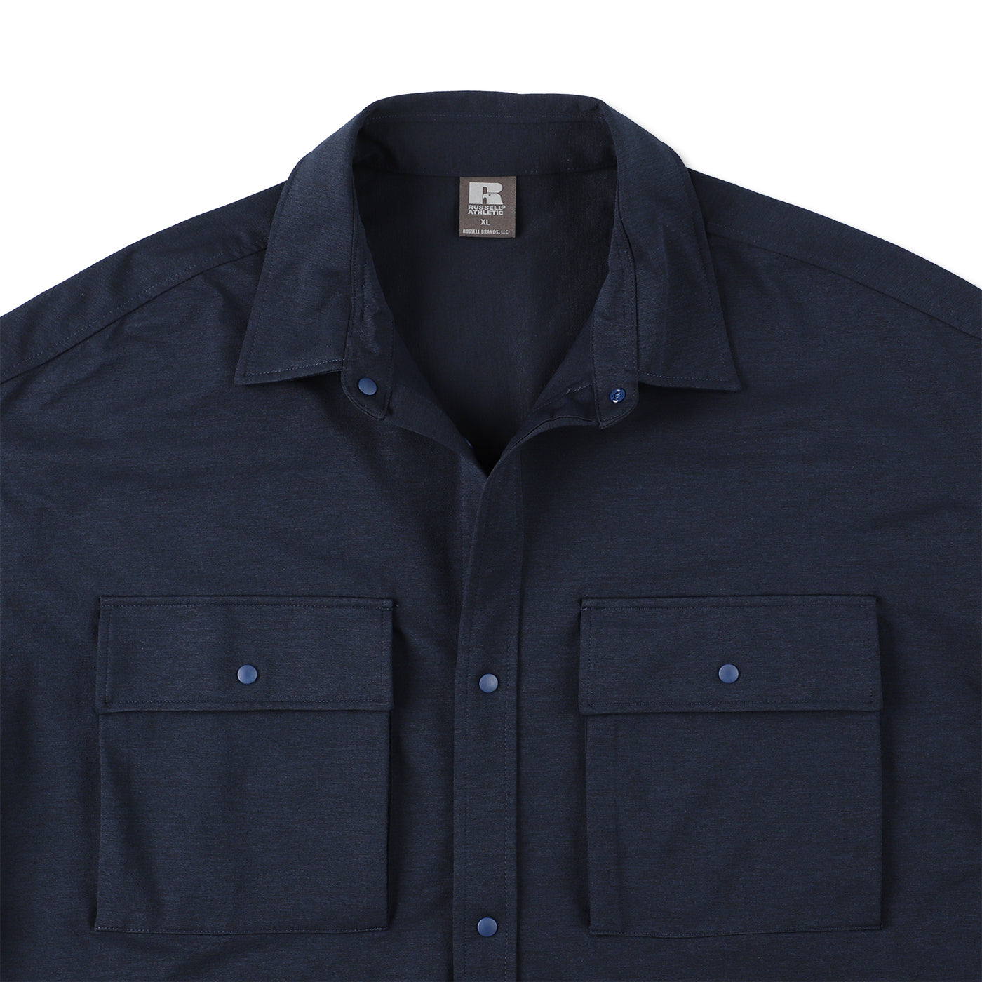 BEN GENERAL Russell Athletic ドライパワーストレッチボタンアップショートスリーブイージーシャツ ネイビー