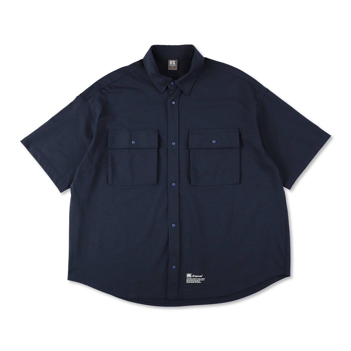 BEN GENERAL Russell Athletic ドライパワーストレッチボタンアップショートスリーブイージーシャツ ネイビー