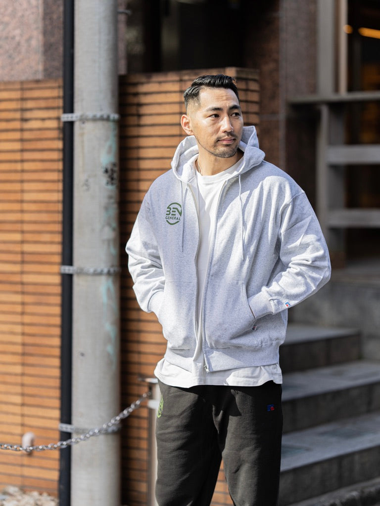 BEN GENERAL Russell Athletic ブックストアフリーススウェットジップアップフーディー アッシュ