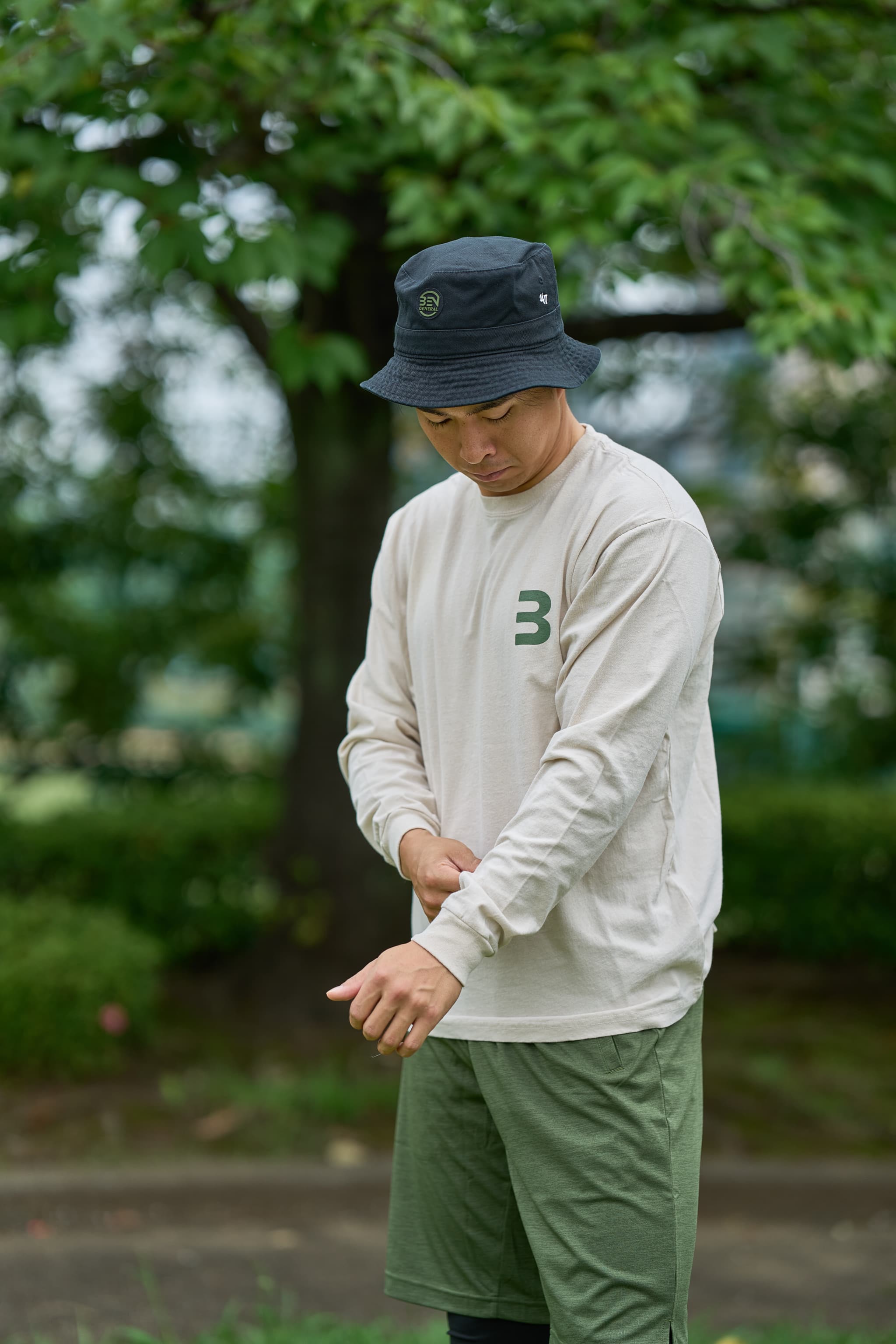 BEN GENERAL Russell Athletic U.S. コットンジャージーロングスリーブTシャツ スキムミルク