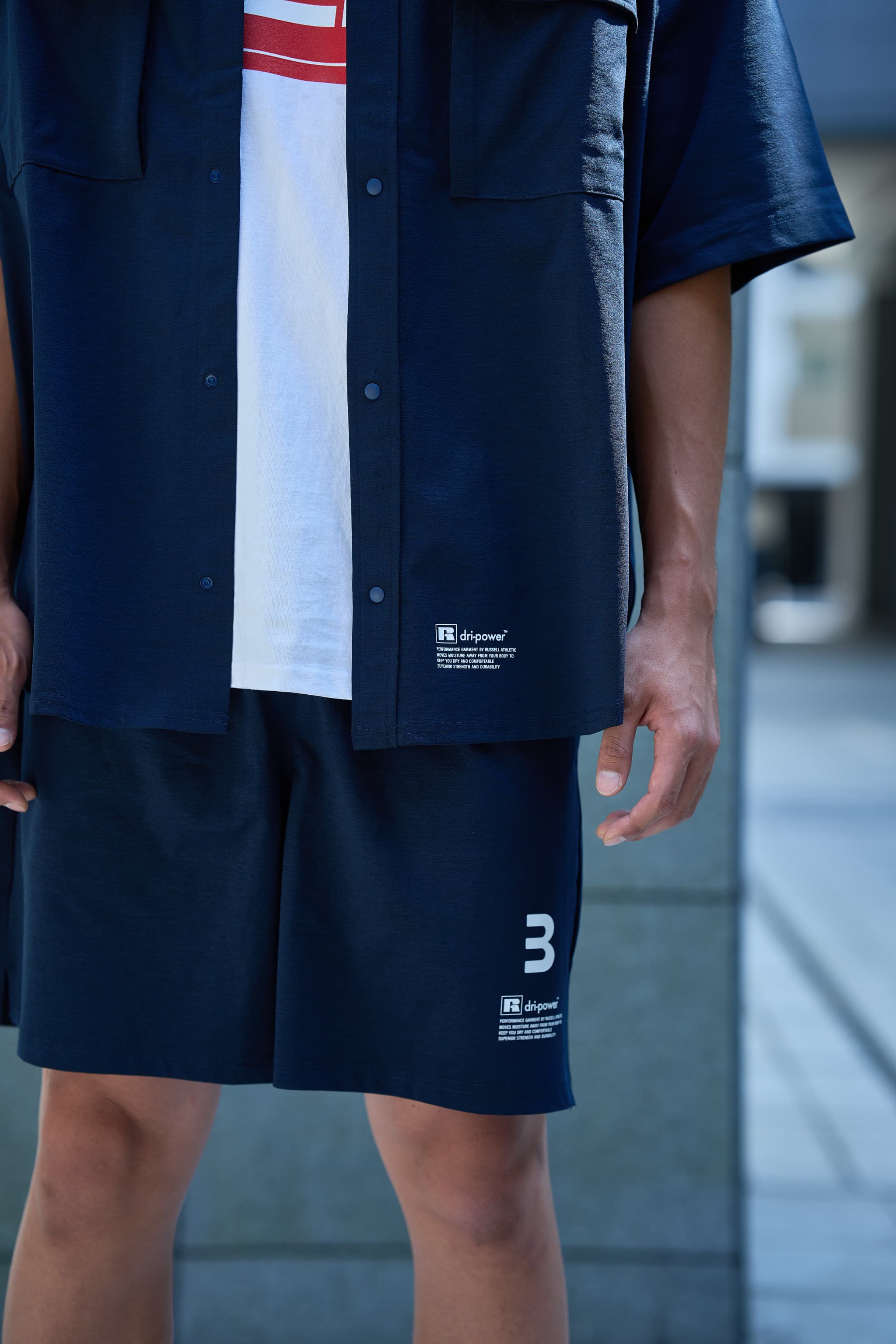 BEN GENERAL Russell Athletic ドライパワーストレッチイージーショーツ ネイビー