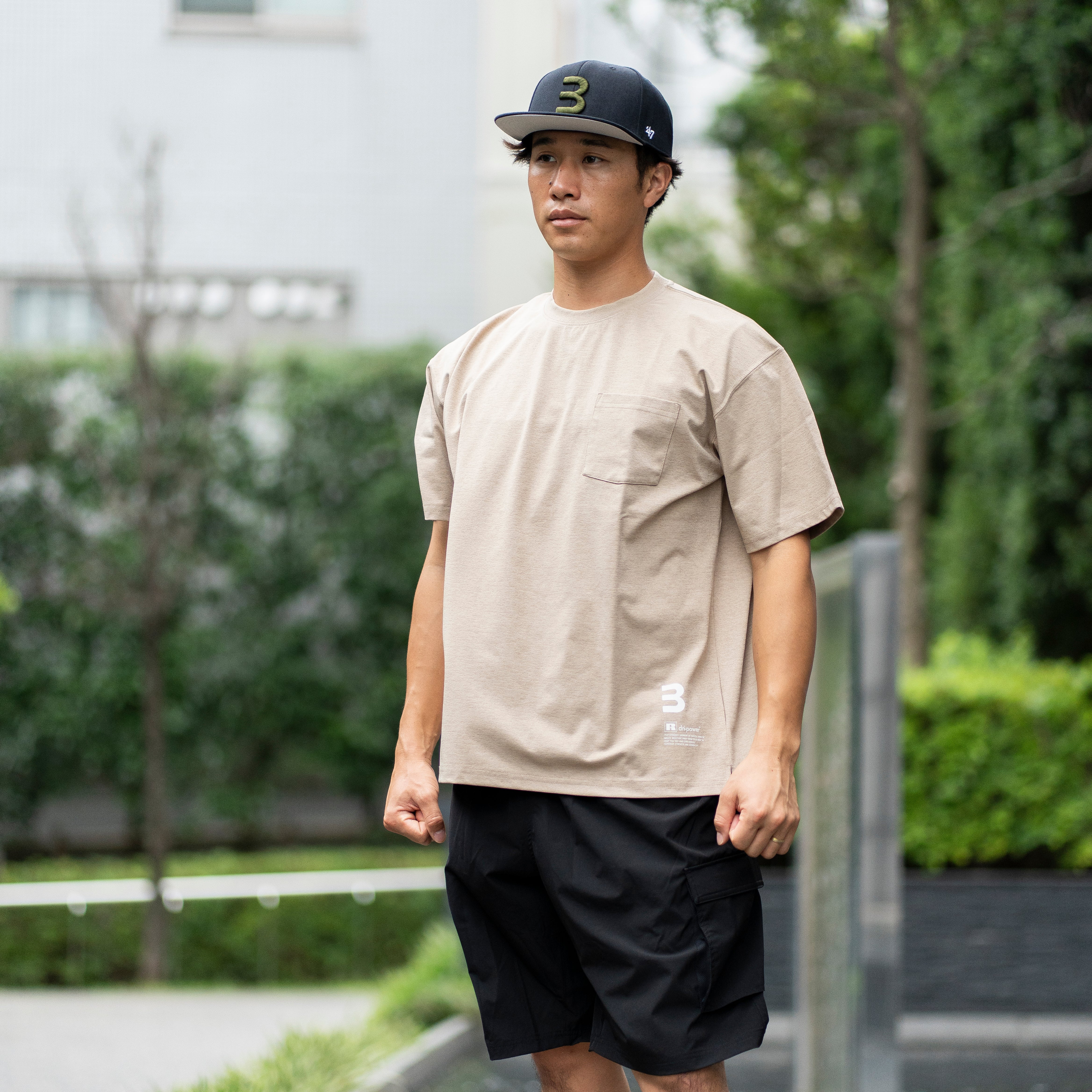 BEN GENERAL Russell Athletic ドライパワーストレッチベーシックポケットTシャツ サンド