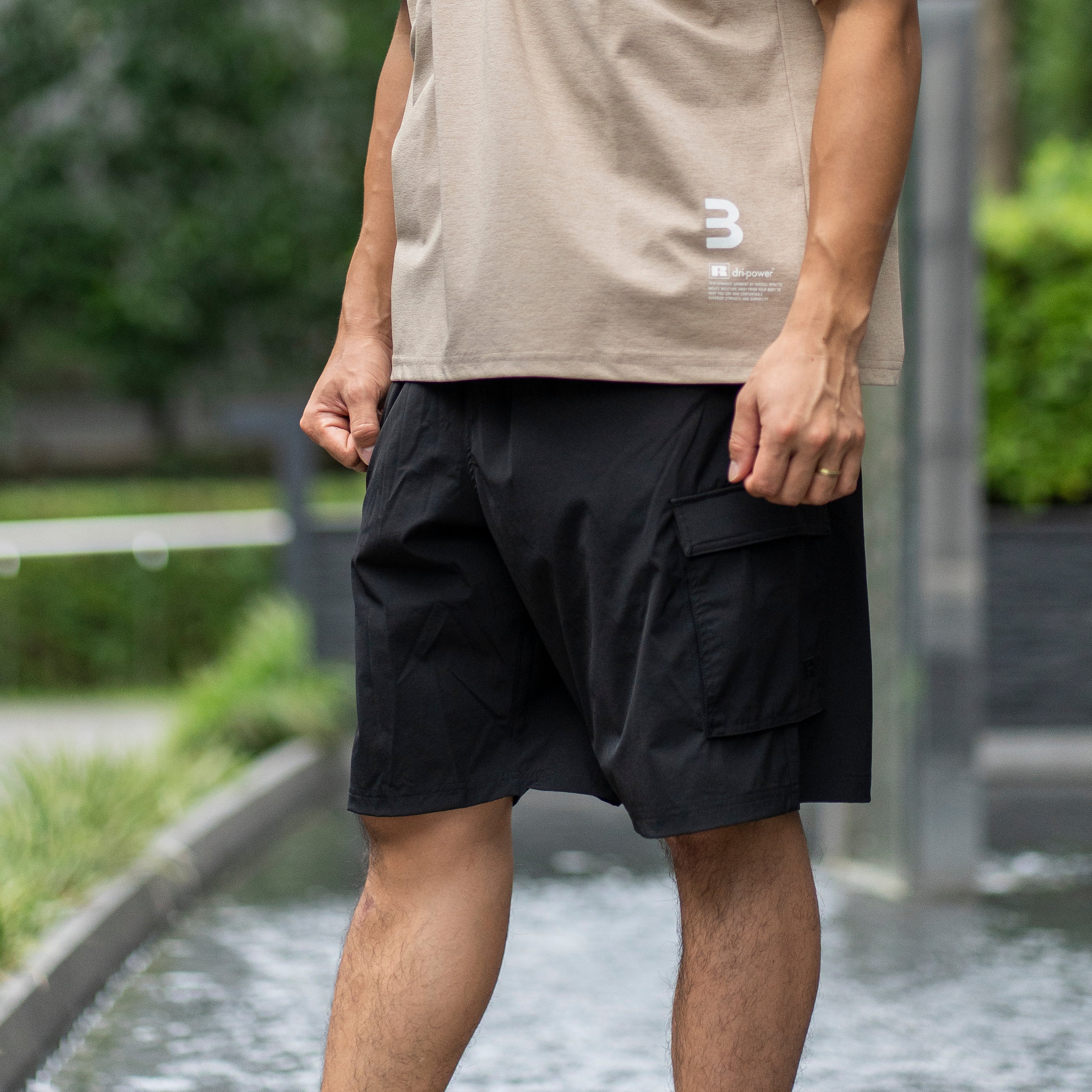 BEN GENERAL Russell Athletic ストレッチナイロンビーチショーツ ブラック