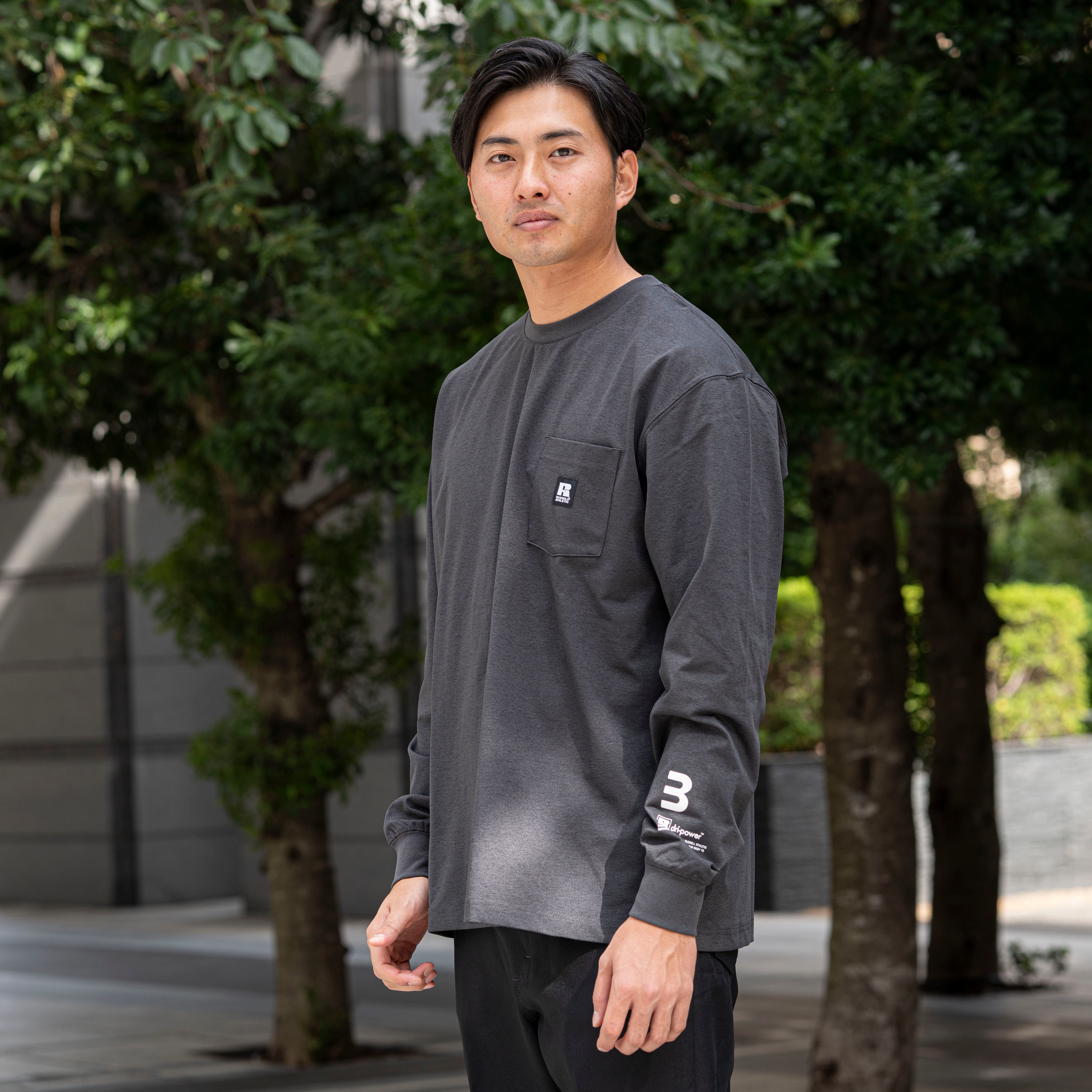 BEN GENERAL Russell Athletic ドライパワーストレッチイージーロングスリーブシャツ チャコール