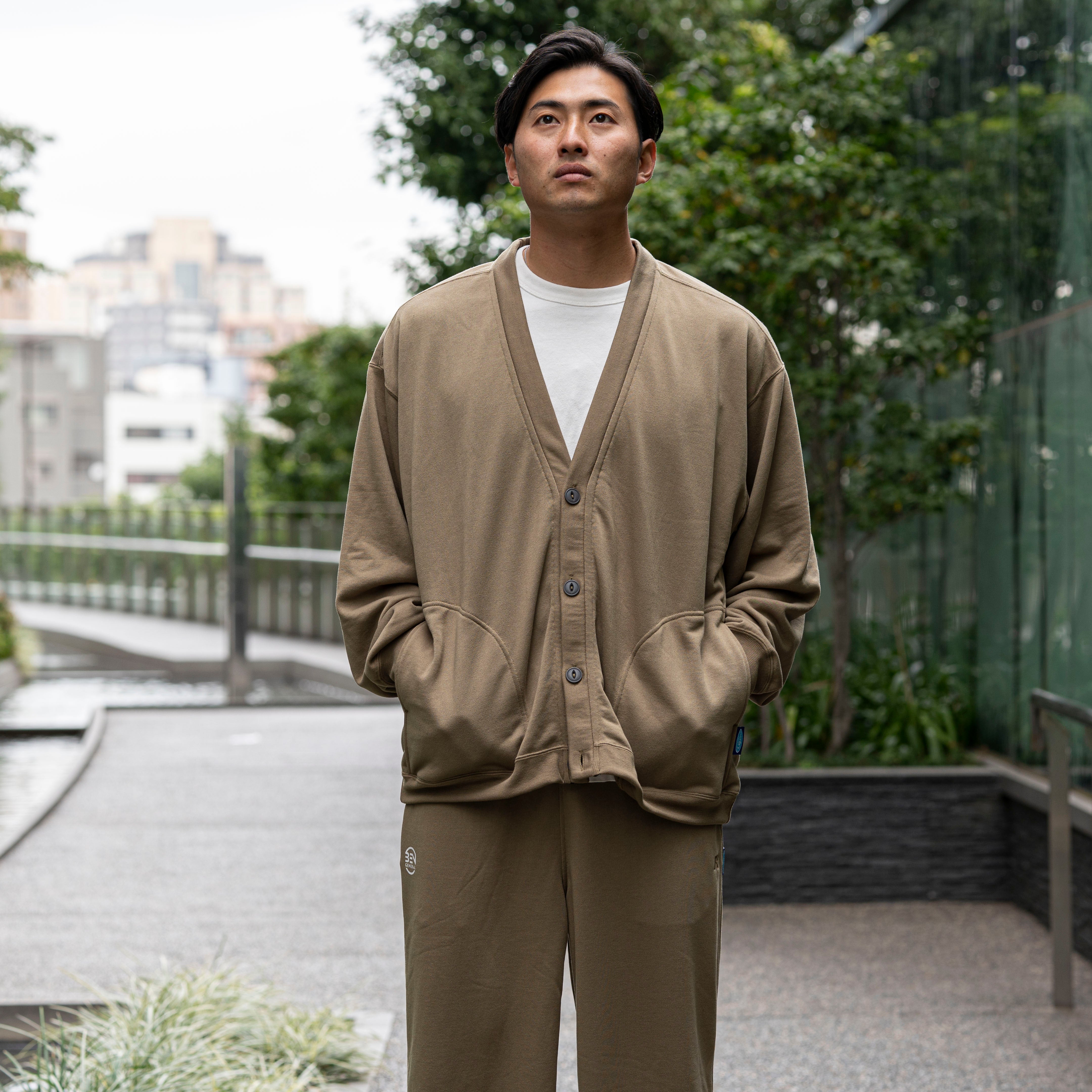 BEN GENERAL Russell Athletic エバードライボタンアップカーディガン カーキ