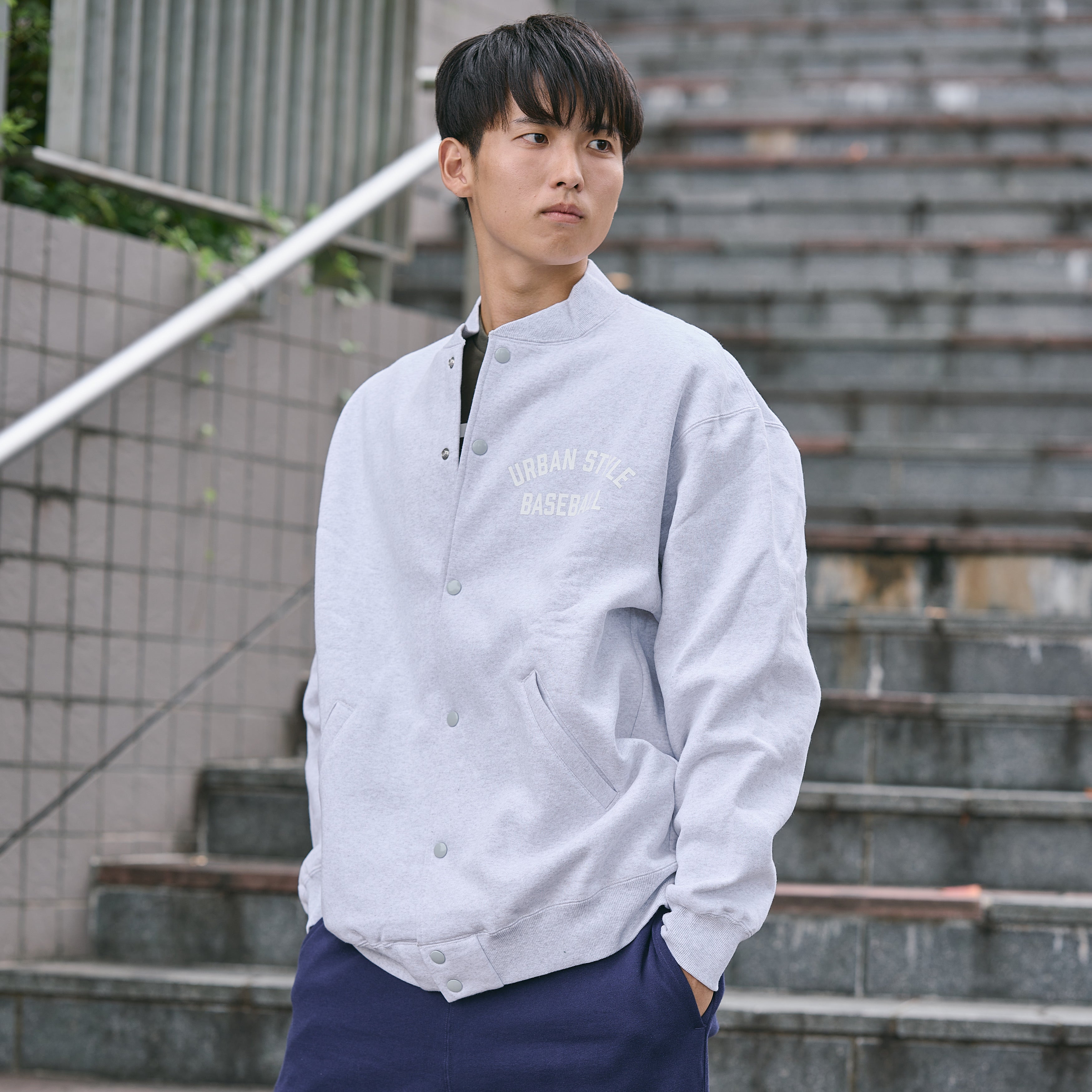 BEN GENERAL GOAT フリーススウェットスナップジャケット15.5oz アッシュ