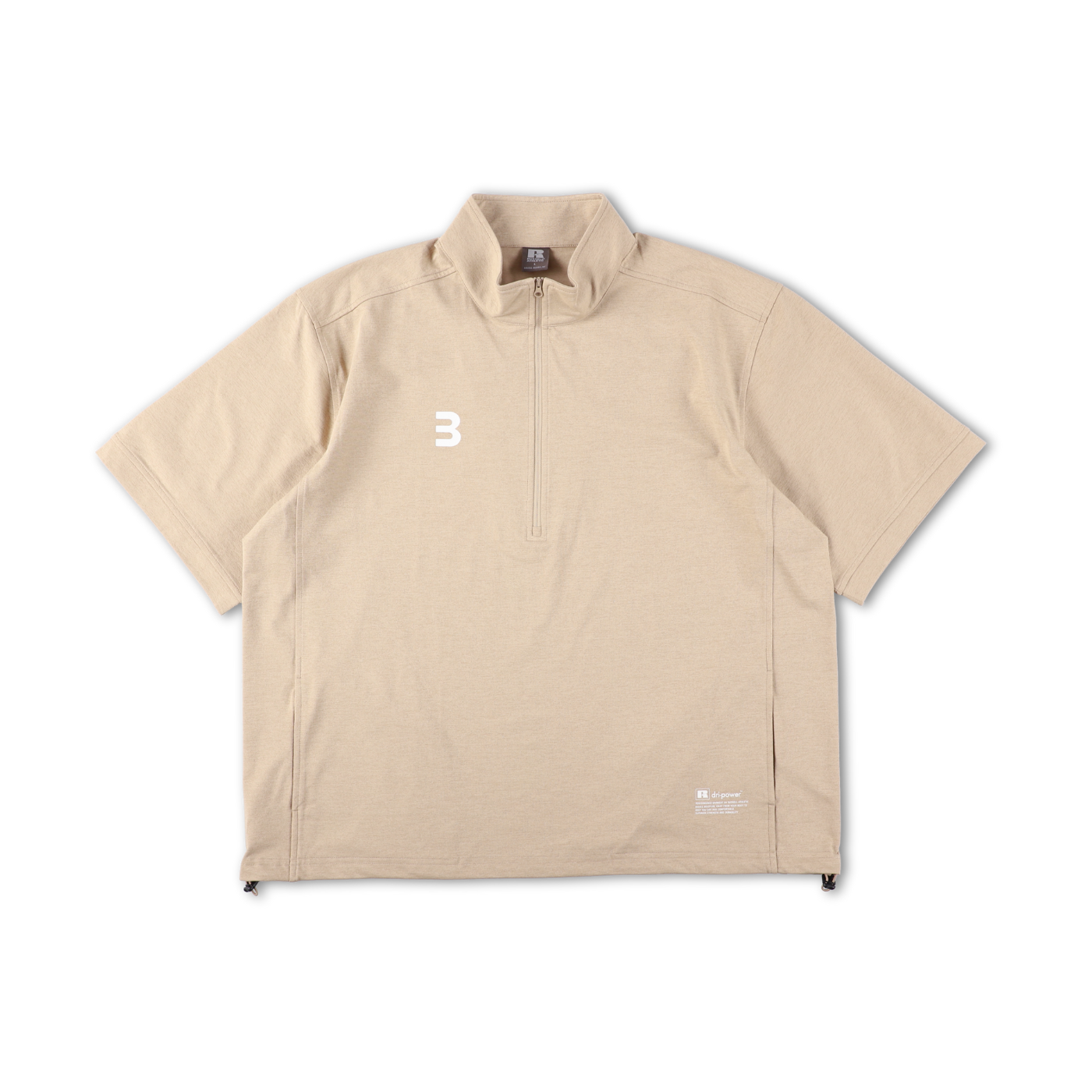 BEN GENERAL Russell Athletic ドライパワーストレッチハーフジップショートスリーブイージーシャツ サンド