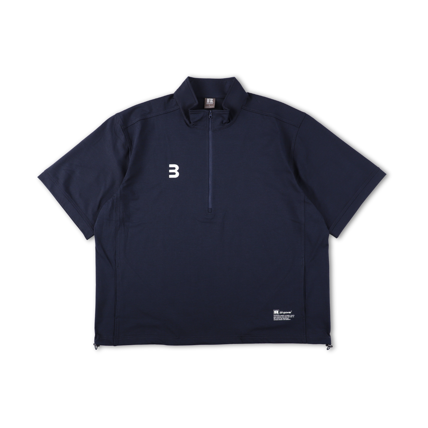 BEN GENERAL Russell Athletic ドライパワーストレッチハーフジップショートスリーブイージーシャツ ネイビー