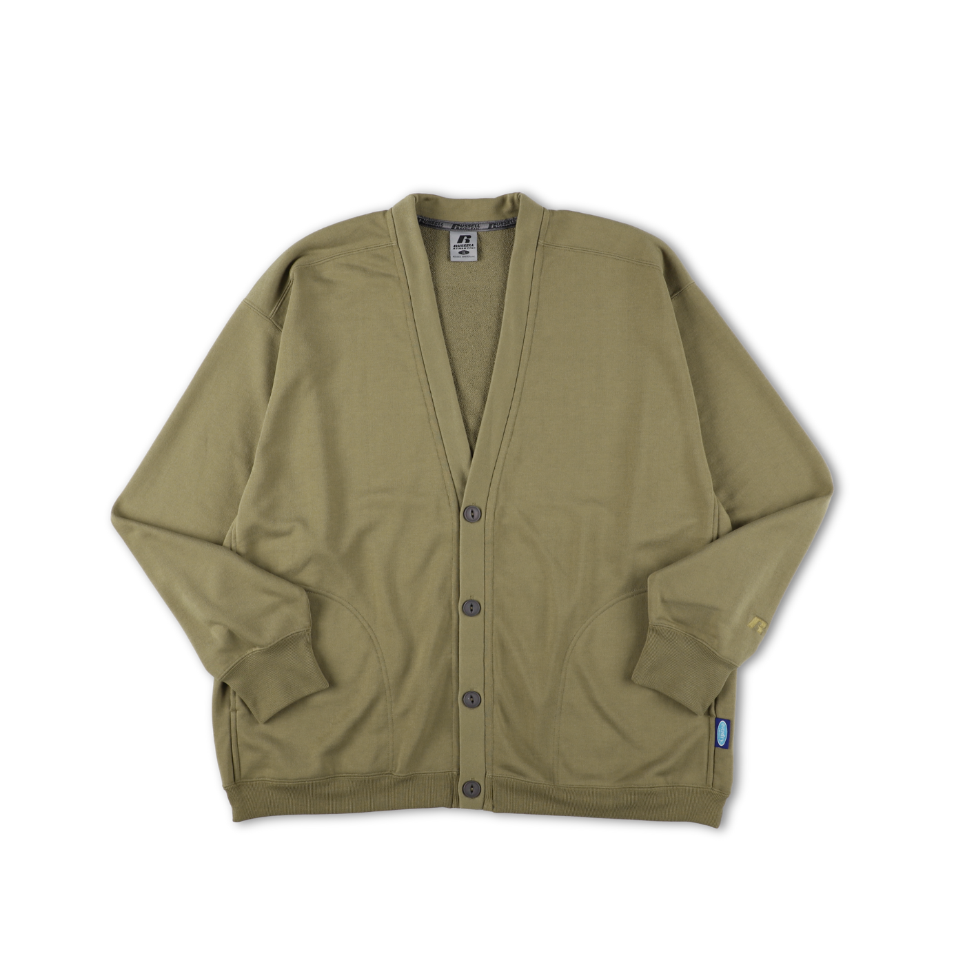 BEN GENERAL Russell Athletic エバードライボタンアップカーディガン カーキ