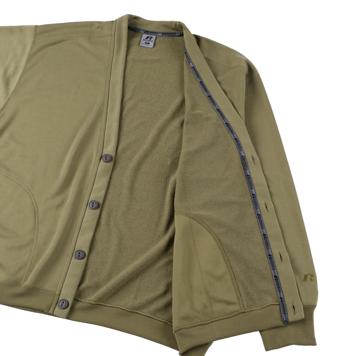 BEN GENERAL Russell Athletic エバードライボタンアップカーディガン カーキ