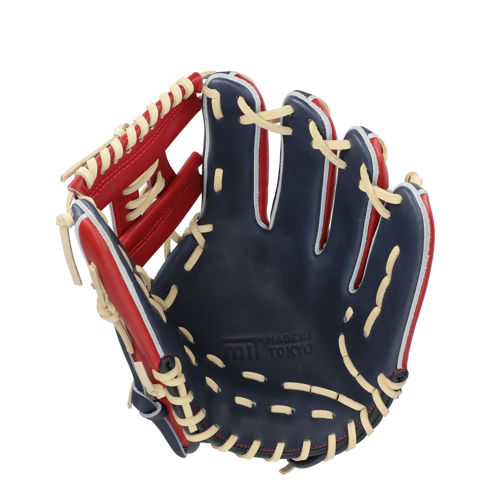 硬式用グラブ内野手用 ネイビー×ワインレッド