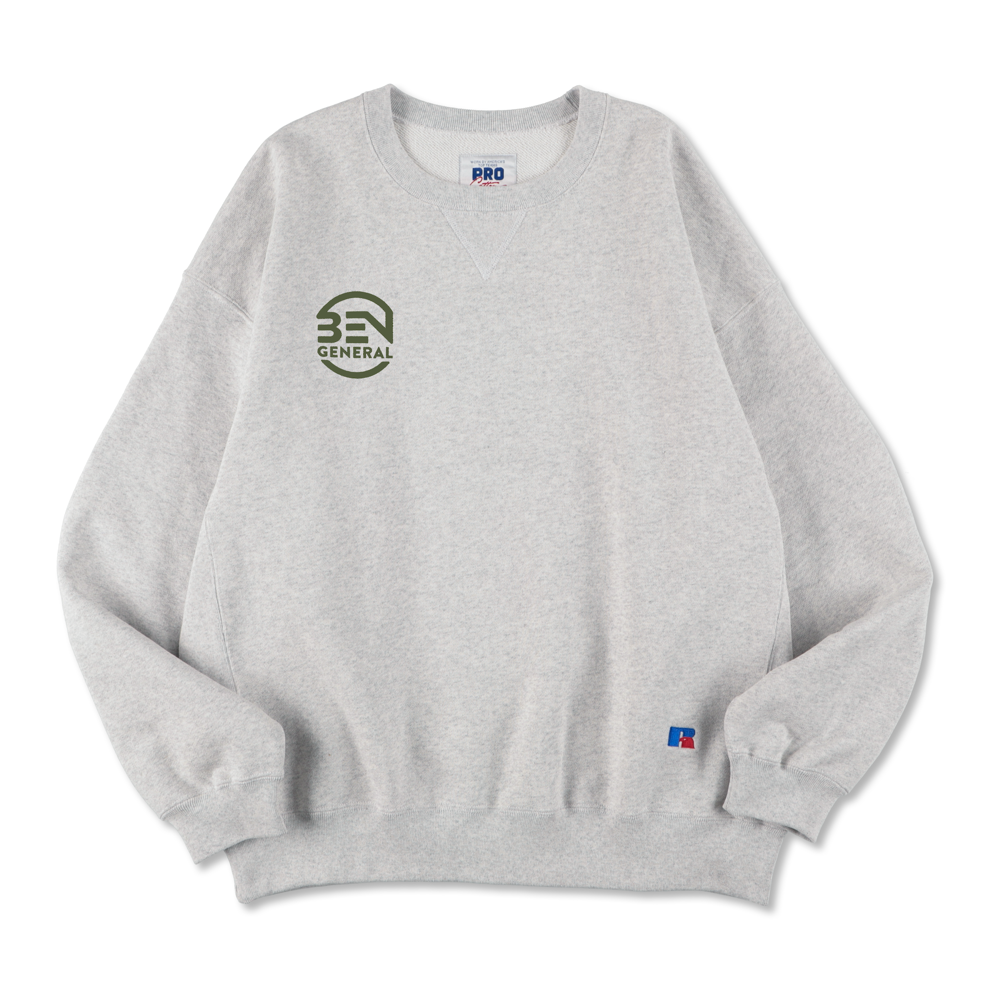 BEN GENERAL Russell Athletic プロコットンループバックテリースウェットクルーシャツ グレー