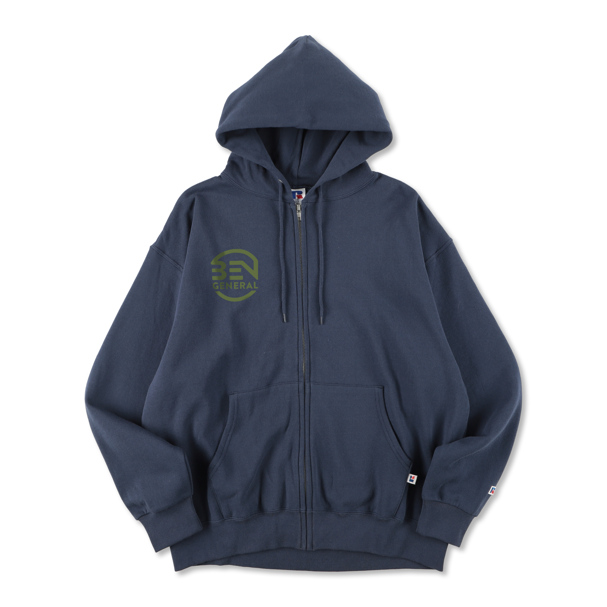 BEN GENERAL Russell Athletic ブックストアフリーススウェットジップアップフーディー ネイビー