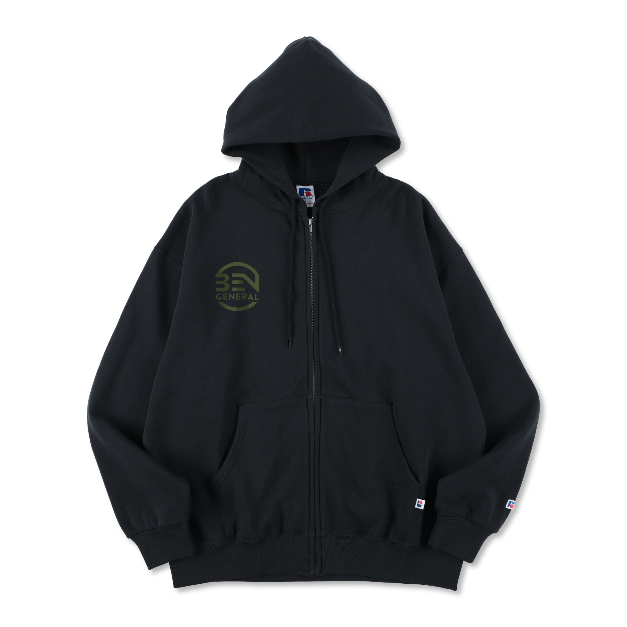 BEN GENERAL Russell Athletic ブックストアフリーススウェットジップアップフーディー ブラック