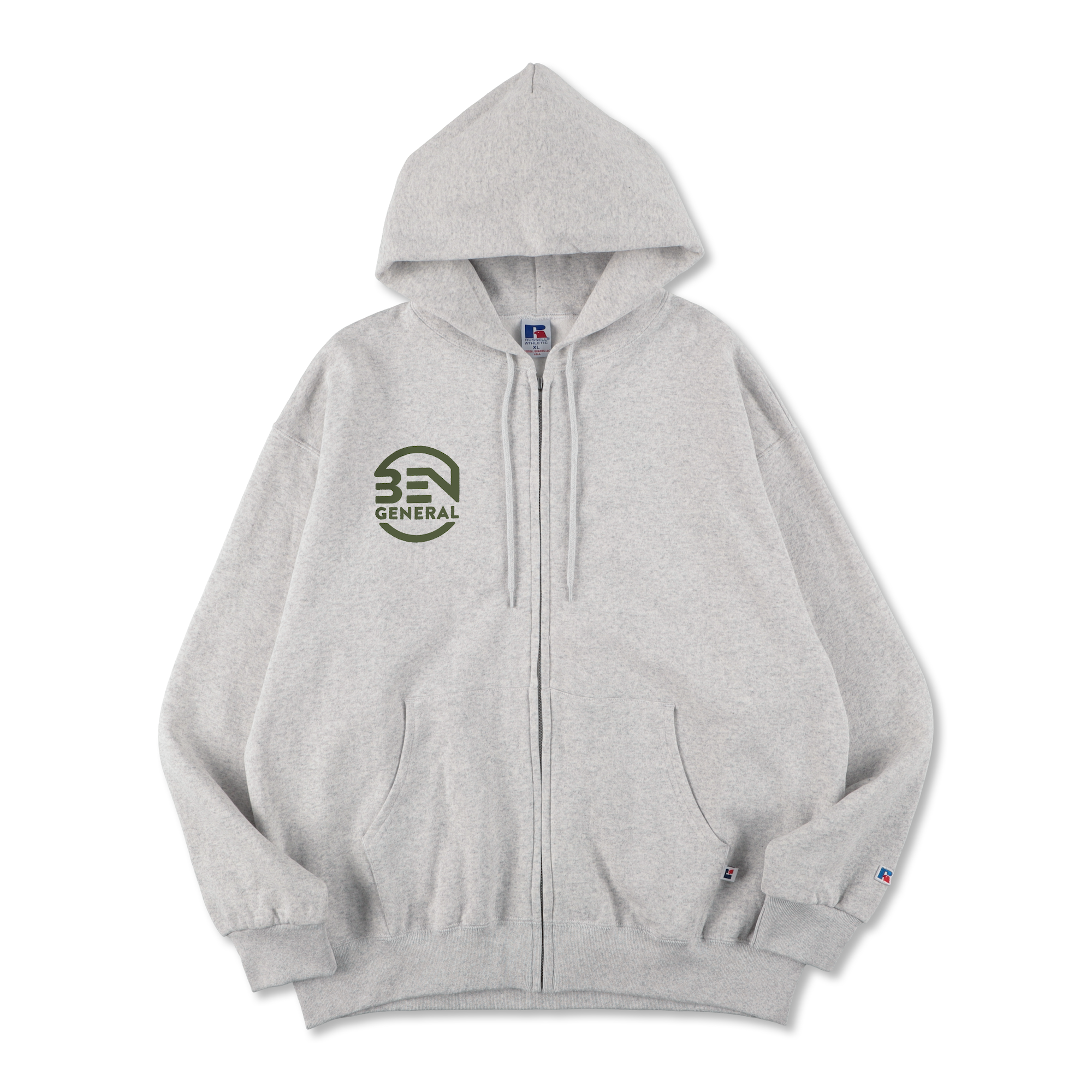 BEN GENERAL Russell Athletic ブックストアフリーススウェットジップアップフーディー アッシュ