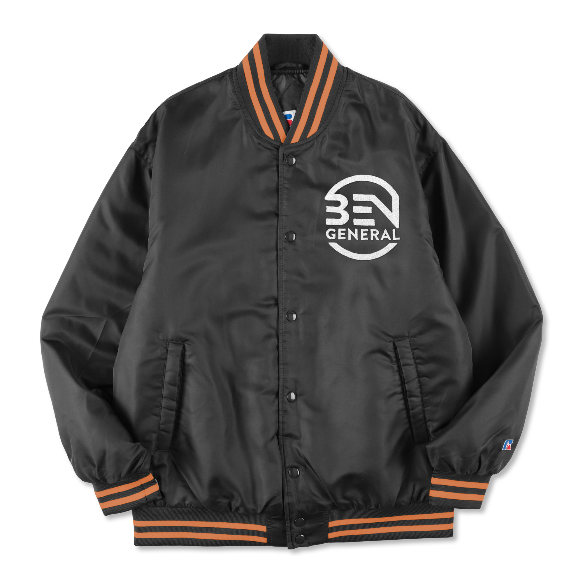 BEN GENERAL Russell Athletic ナイロンバーシティベースボールジャケット ブラック
