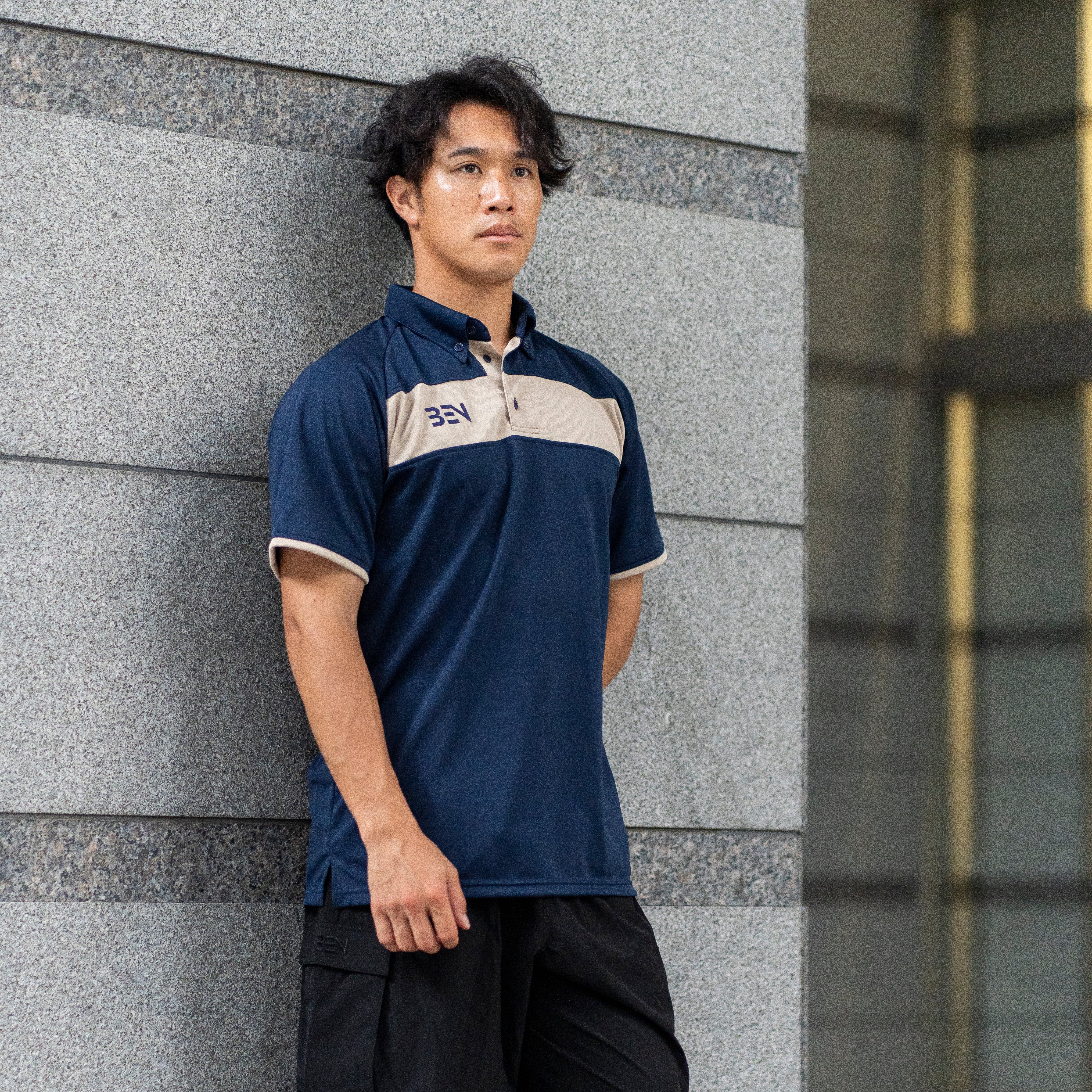 【ONLY】ネイビー 、グリーン２着セット ボタンダウン ポロシャツ　48サイズ ONLY】ネイビー 、グリーン2着セット ボタンダウン ポロシャツ