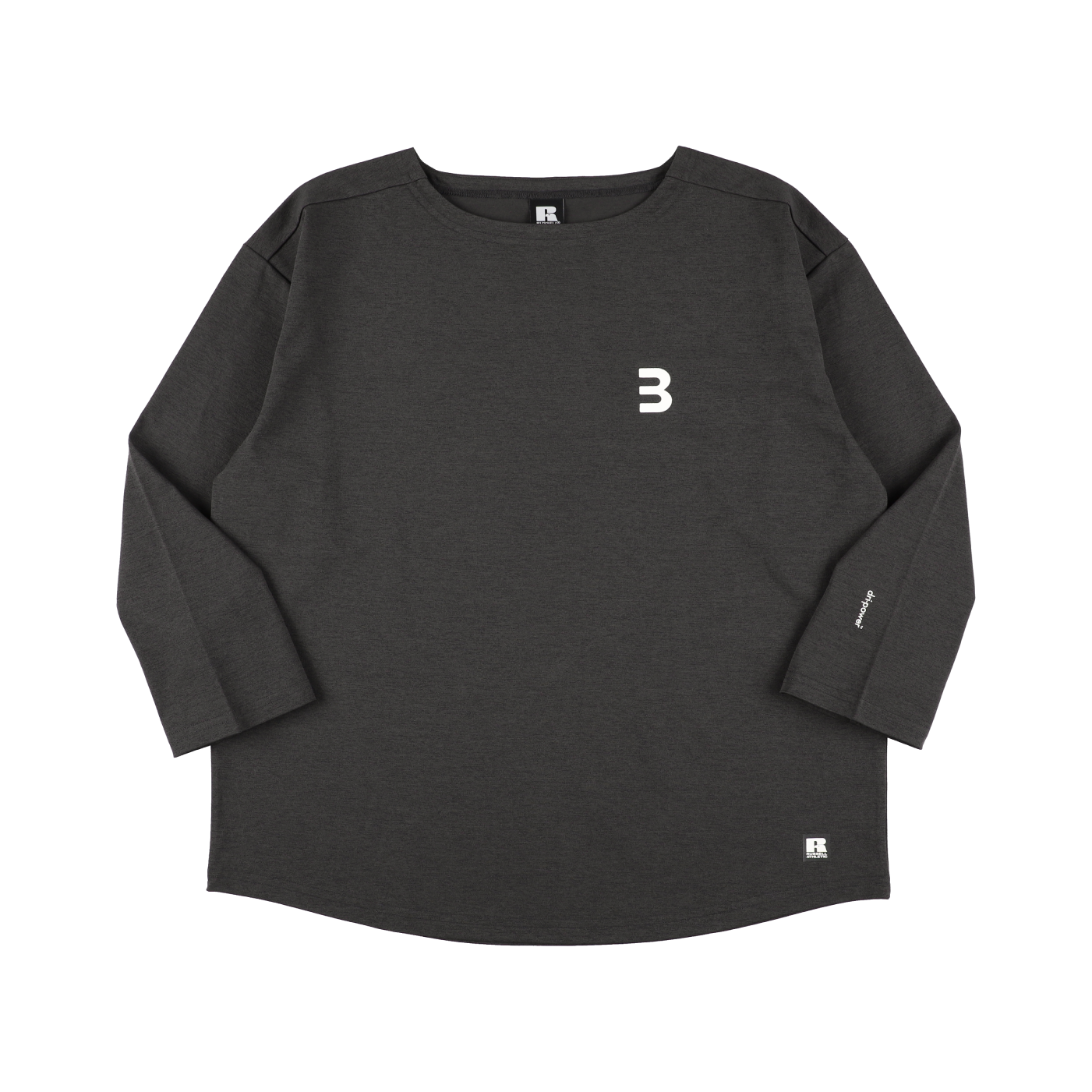 BEN GENERAL Russell Athletic ドライパワー ストレッチ ジャージ ボートネック シャツ　チャコール