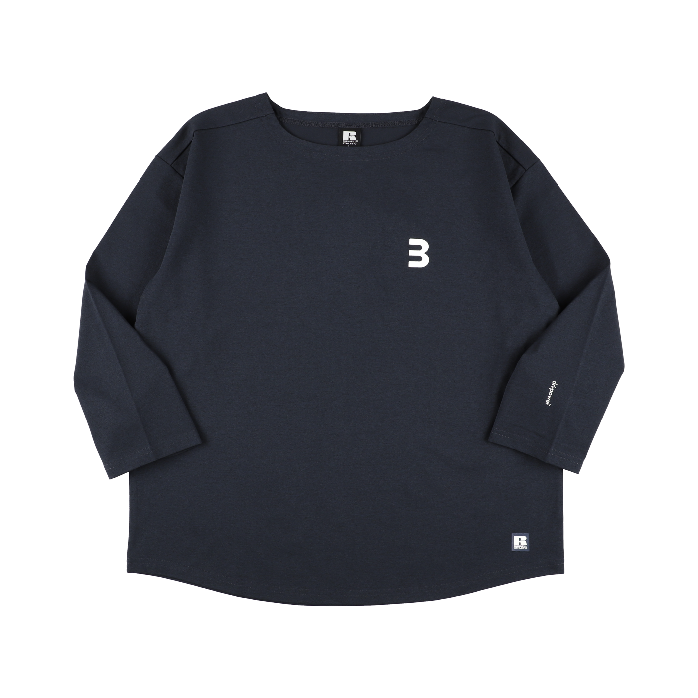 BEN GENERAL Russell Athletic ドライパワー ストレッチ ジャージ ボートネック シャツ　ネイビー