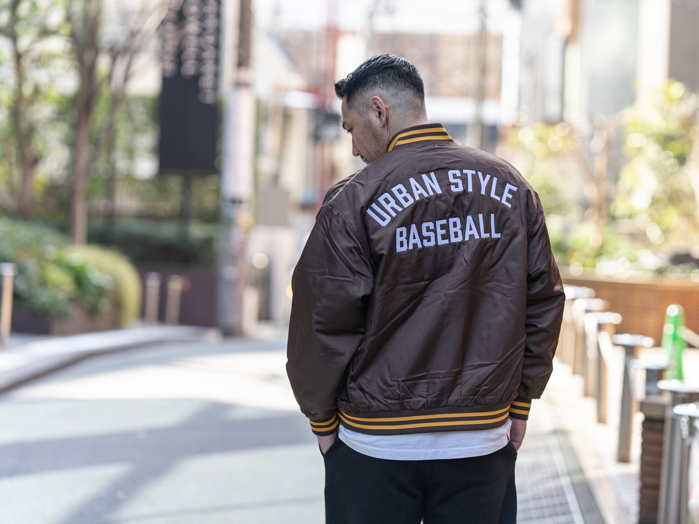 BEN GENERAL Russell Athletic ナイロンバーシティベースボールジャケット ブラック